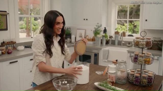 Meghan Markle making bath salts in her kitchen.