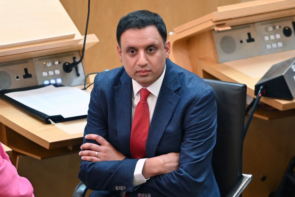 Anas Sarwar, Scottish Labour leader, seated with arms crossed.