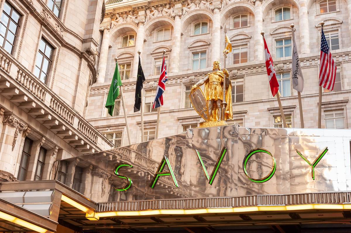 Outside of the Savoy Hotel in London