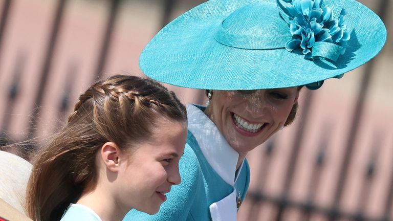 Princess Charlotte and the Princess of Wales ahead of the ceremony. Pic: Reuters