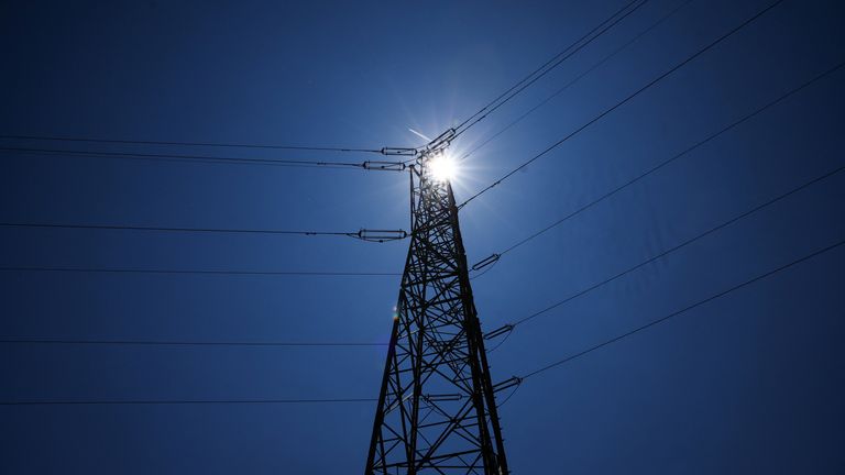 A view shows a transmission tower during a power outage, near Barcelona, Spain.
Pic: Reuters