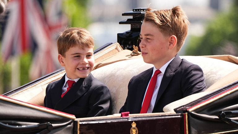 Prince Louis (L) and Prince George (R) ahead of Trooping the Colour ceremony. Pic: PA