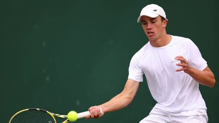 Oliver Tarvet in action on day nine of Wimbledon at The All England Lawn Tennis and Croquet Club, Wimbledon. Picture date: Wednesday July 7,