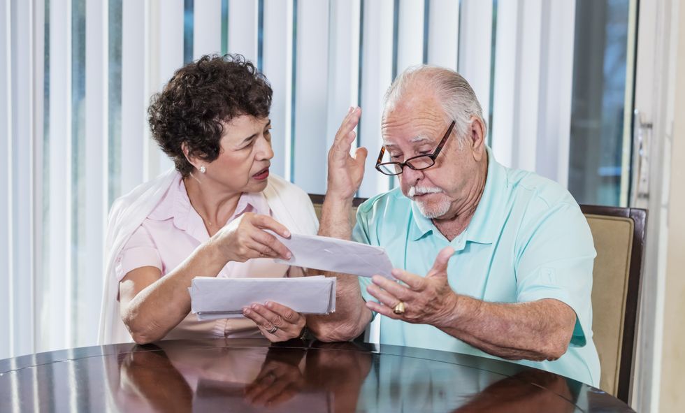 State pension age couple look at bills