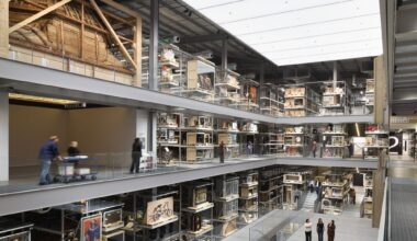 the interior of a contemporary museum collection storehouse
