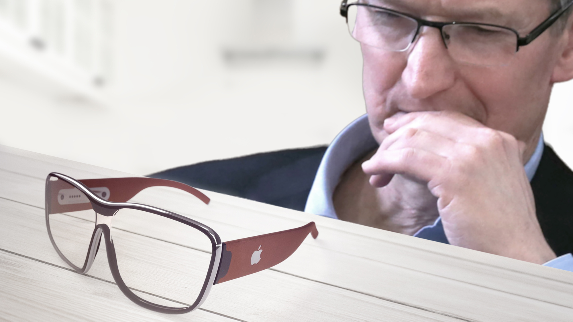 Tim Cook with Apple Glass render