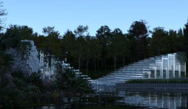 terraced platforms shape shuai zhang's amphitheater in canada