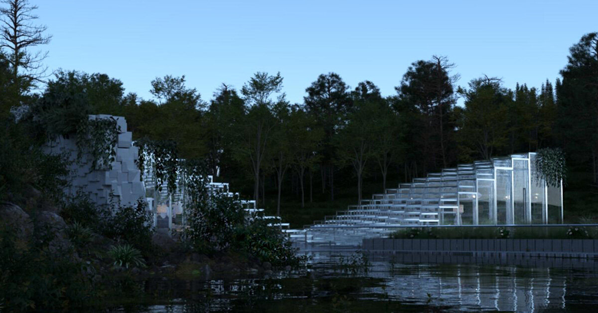 terraced platforms shape shuai zhang's amphitheater in canada
