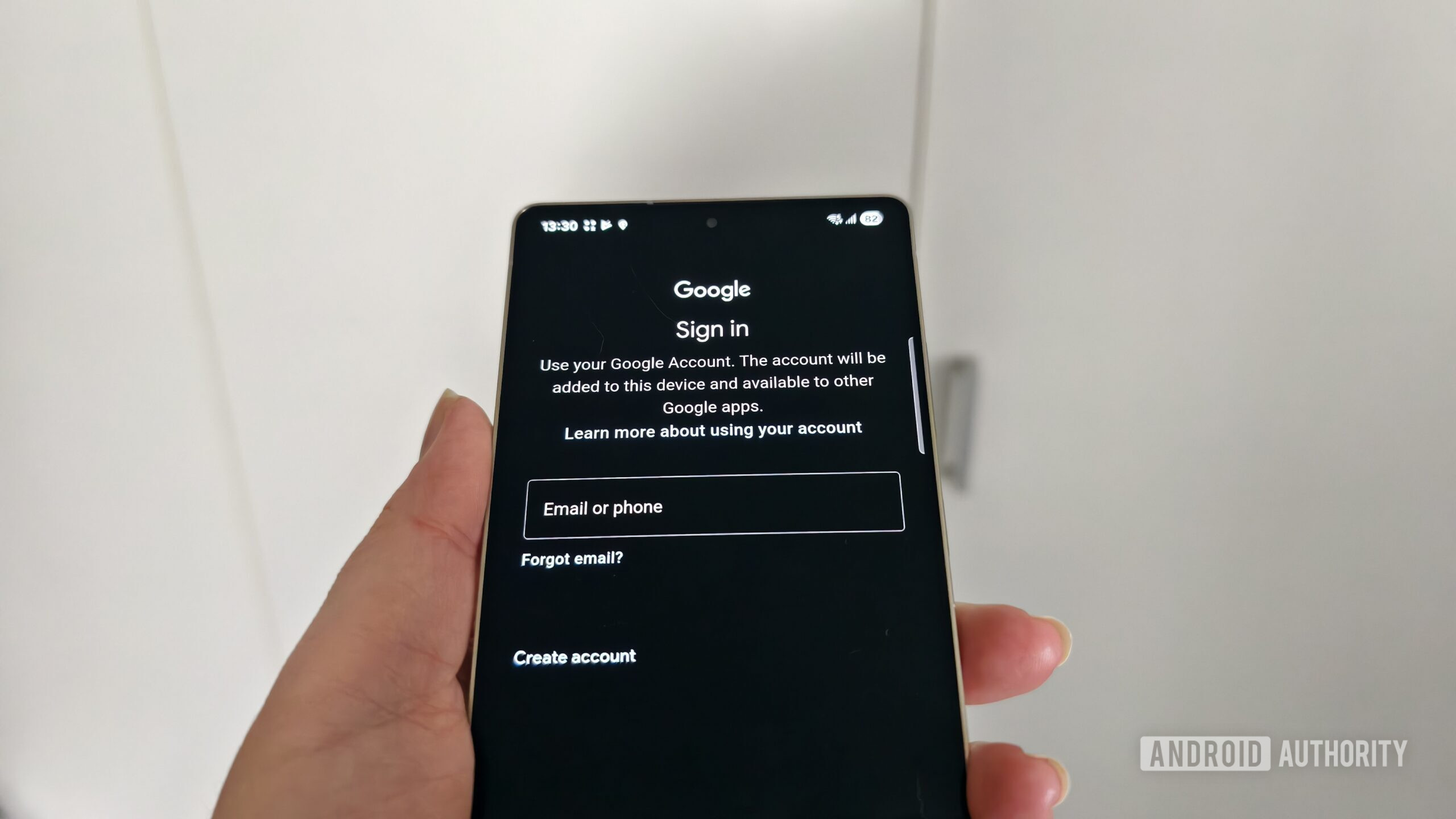 the gmail app sign in screen