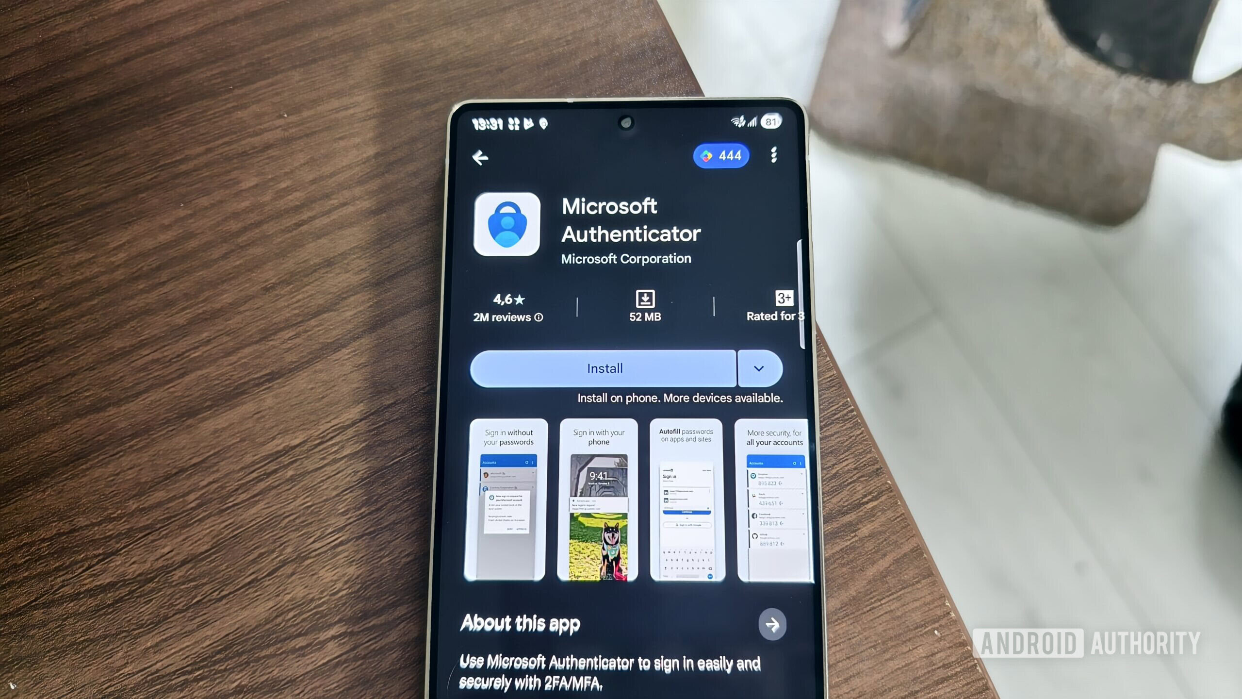 the microsoft authenticator app on the google play store