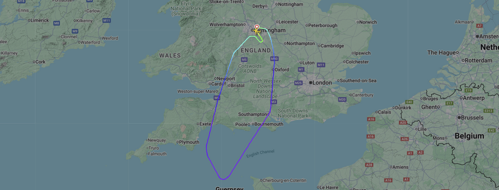 The route the plane took on FlightRadar24