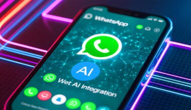 Illustration of the blue circle feature from Meta AI in WhatsApp highlighting privacy concerns. Image generated by AI.