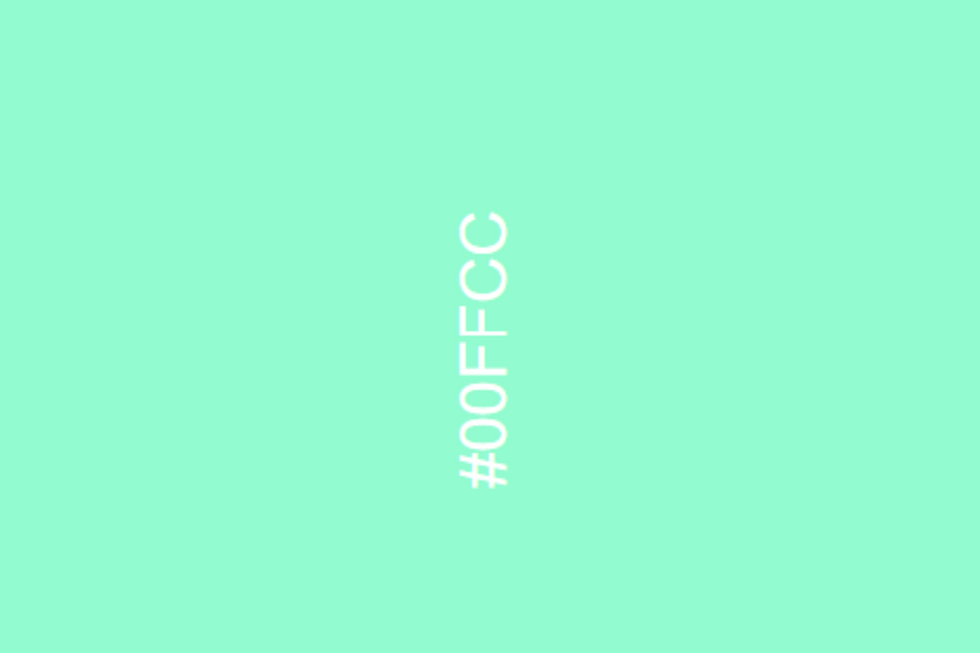 \u200bThe colour is closest to #00ffcc