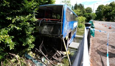 Double-decker with students plunges into river in England