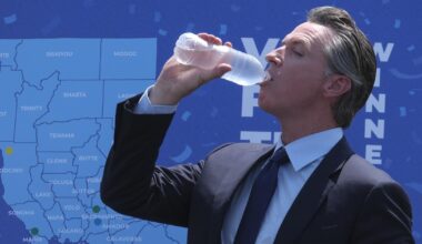 Newsom's podcast sidekick: a single-use plastic water bottle