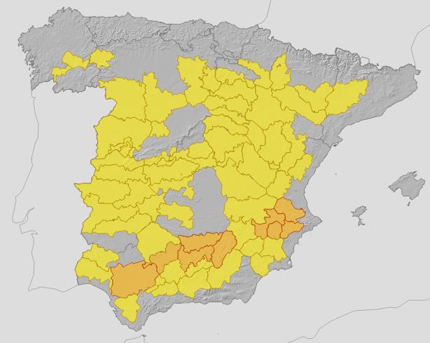 Aemet weather alerts for 18 June 2025.