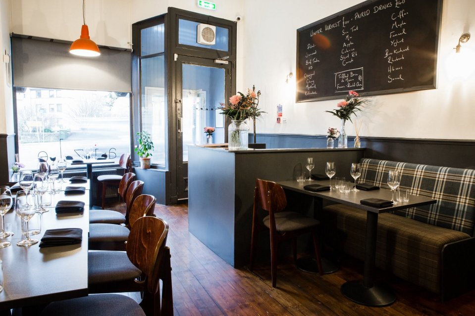 Interior view of Aizle restaurant in Edinburgh.
