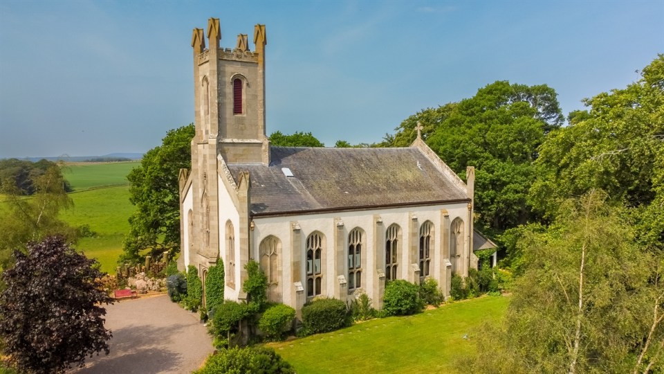 Aerial view of Urquhart Church.