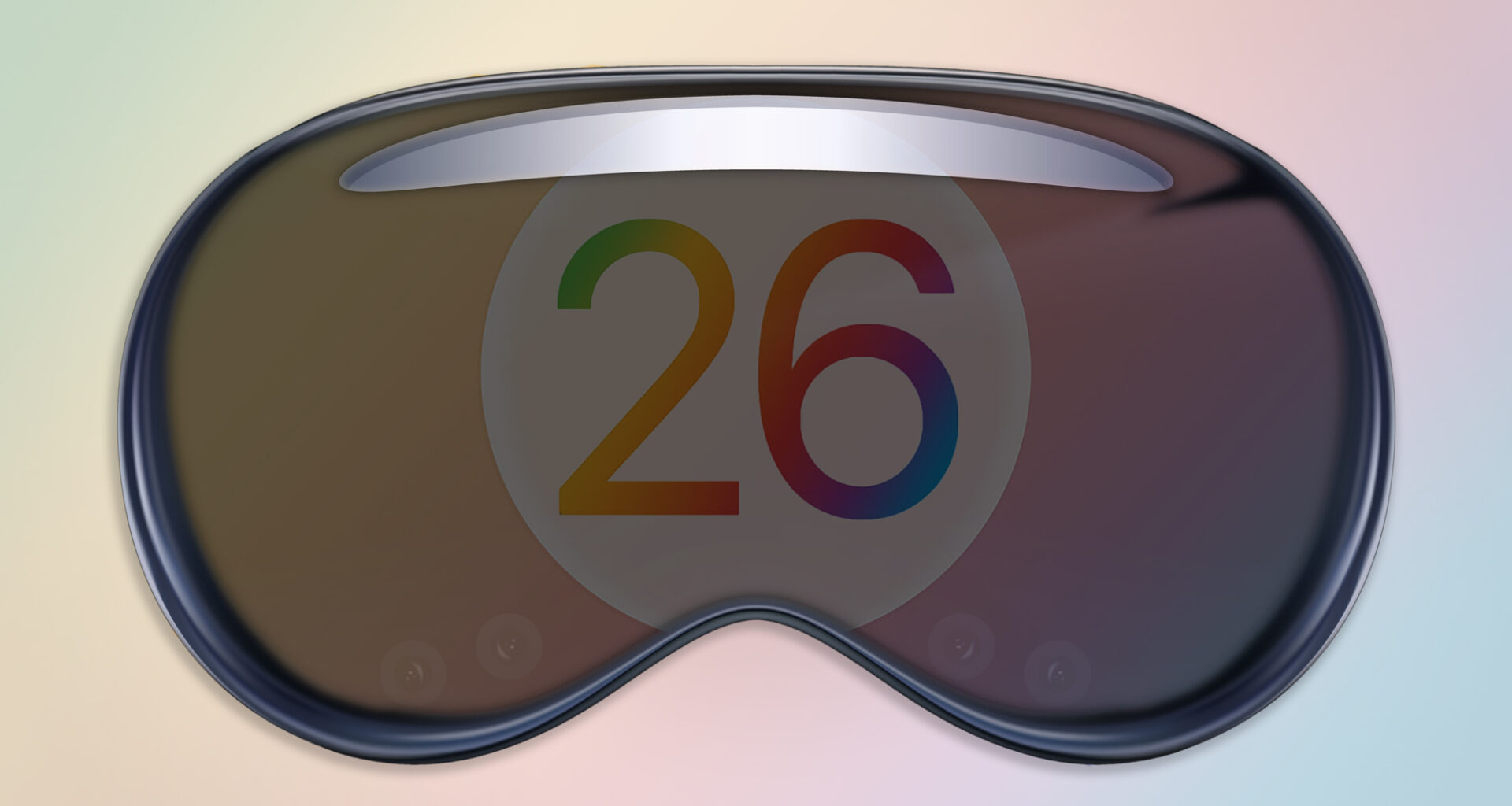 A render of the visionOS 26 logo on an Apple Vision Pro headset.