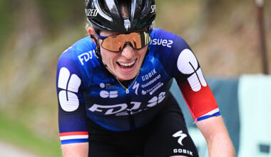 LAGUNAS DE NEILA, SPAIN - MAY 08: Demi Vollering of Netherlands and Team FDJ - SUEZ competes in the breakaway during the 11th La Vuelta Femenina 2025, Stage 5 a 120.4km stage from Golmayo to Lagunas de Neila 1867m / #UCIWT / on May 08, 2025 in Lagunas de Neila, Spain. (Photo by Szymon Gruchalski/Getty Images)