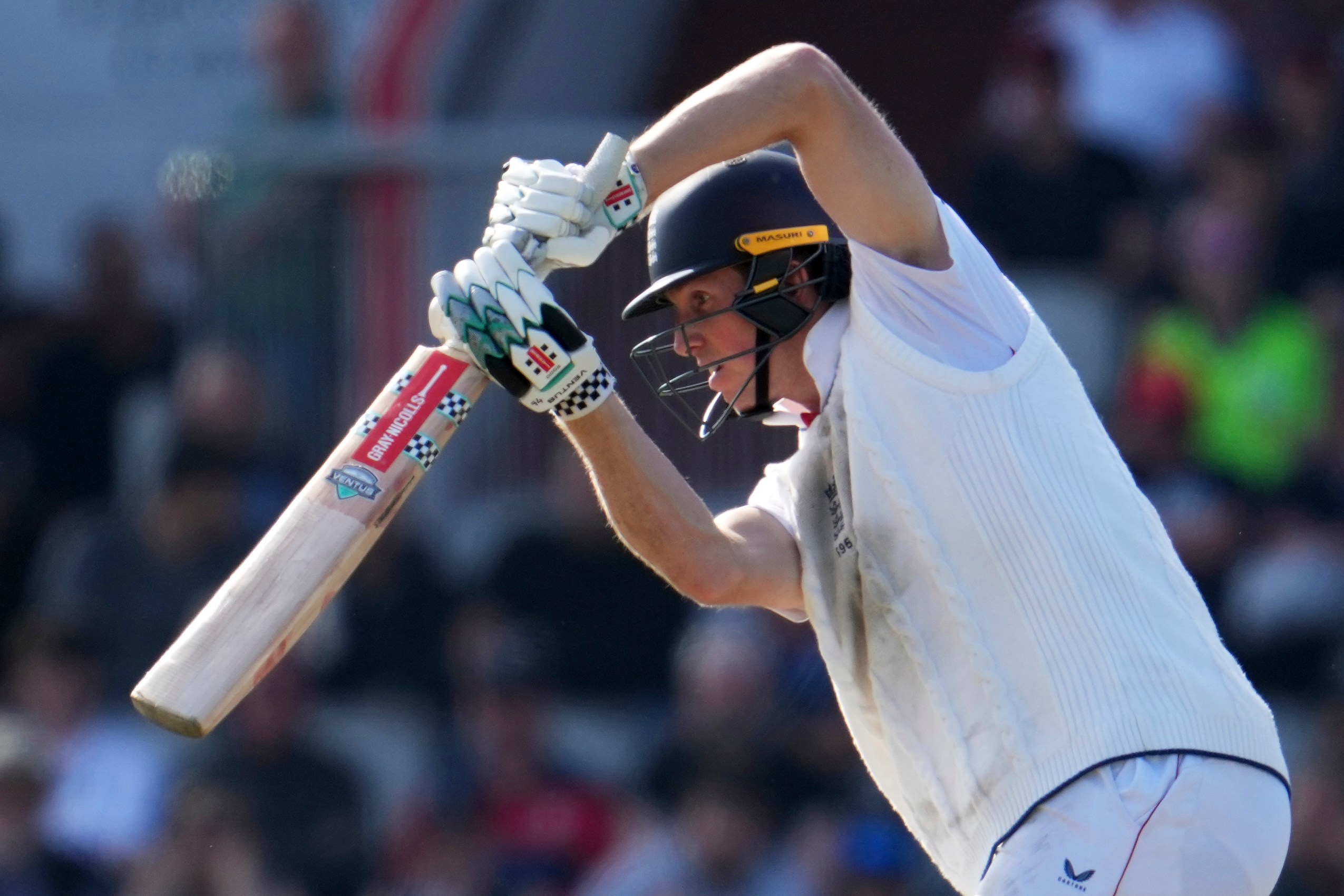 Zak Crawley playing a cricket shot.