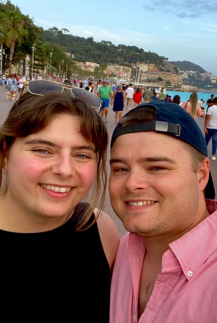 Selfie of a couple in Nice, France.
