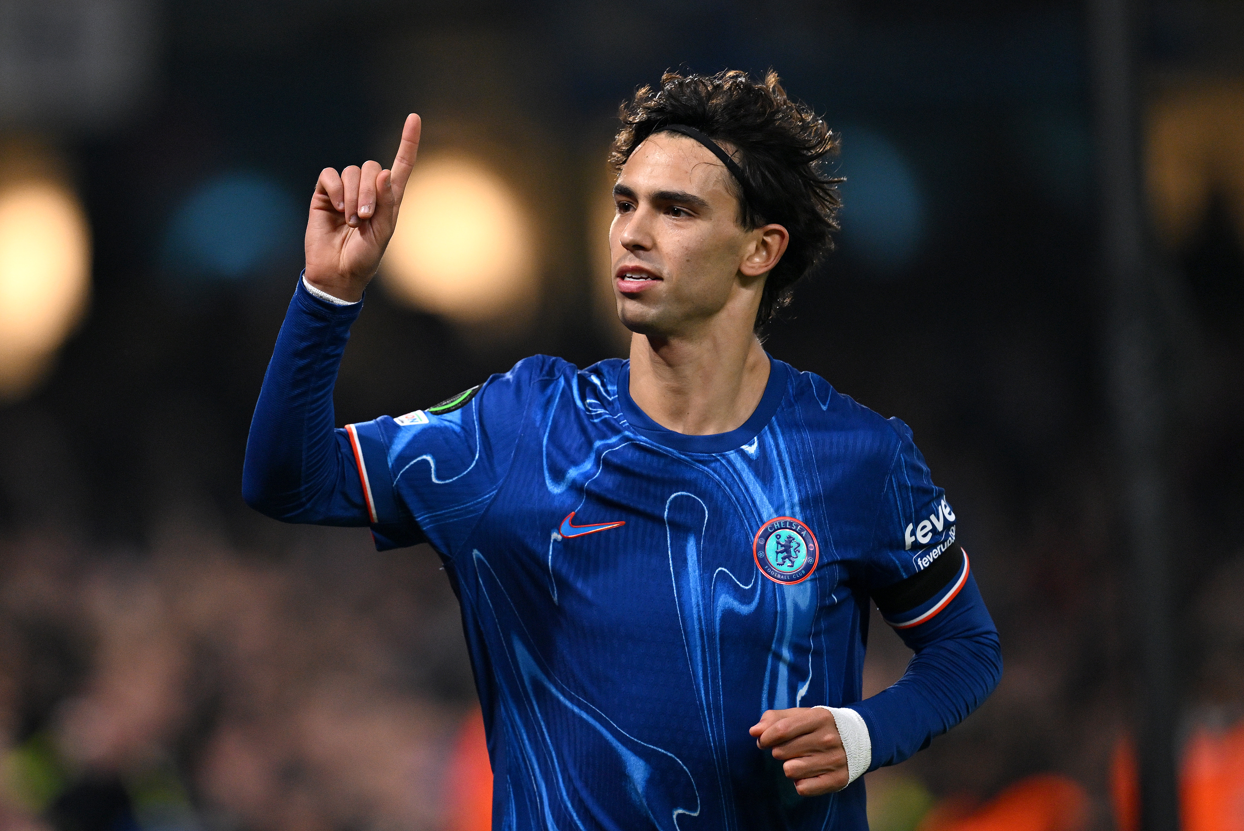 Joao Felix of Chelsea celebrating a goal.