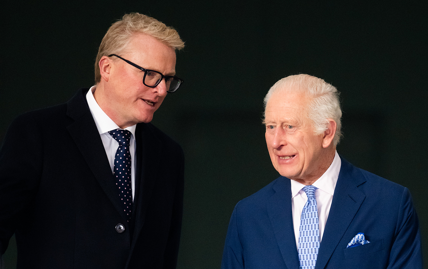 King Charles III and Tobyn Andreae at a Coronation Food Hub.