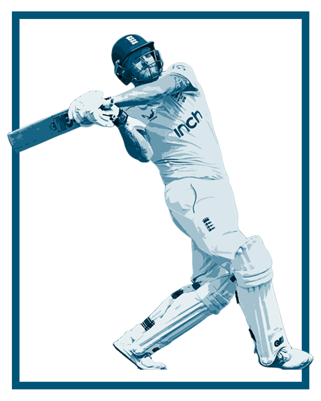 Illustration of a cricket player batting.