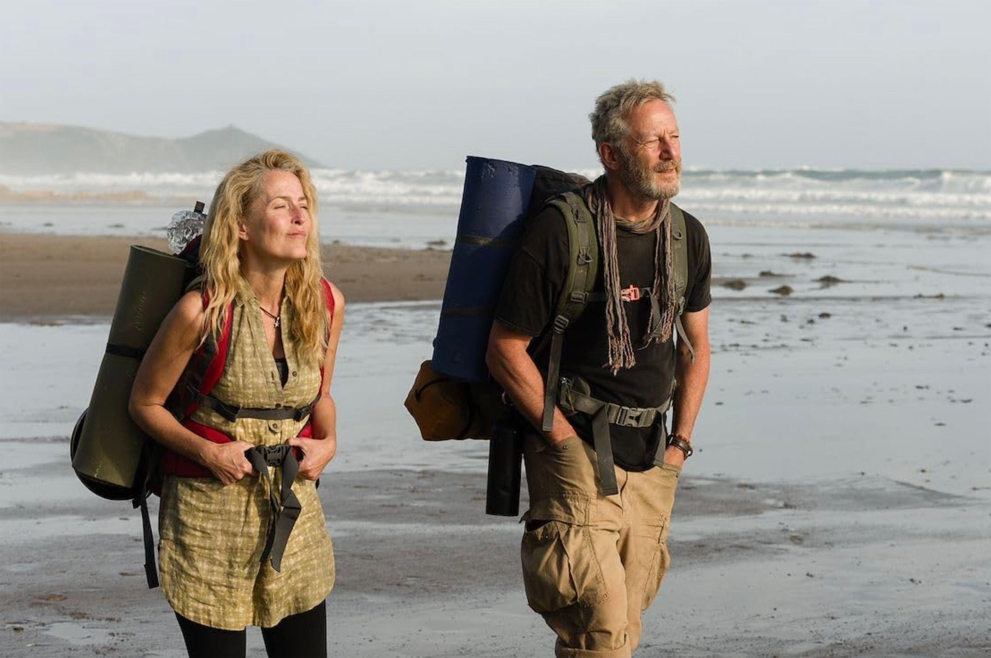 Gillian Anderson and Jacob Isaacs in The Salt Path film.