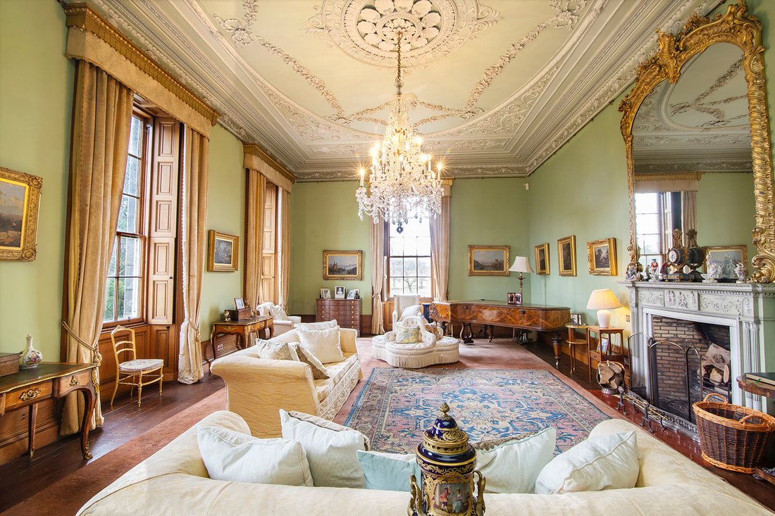 Ornate drawing-room in Cluny Castle.