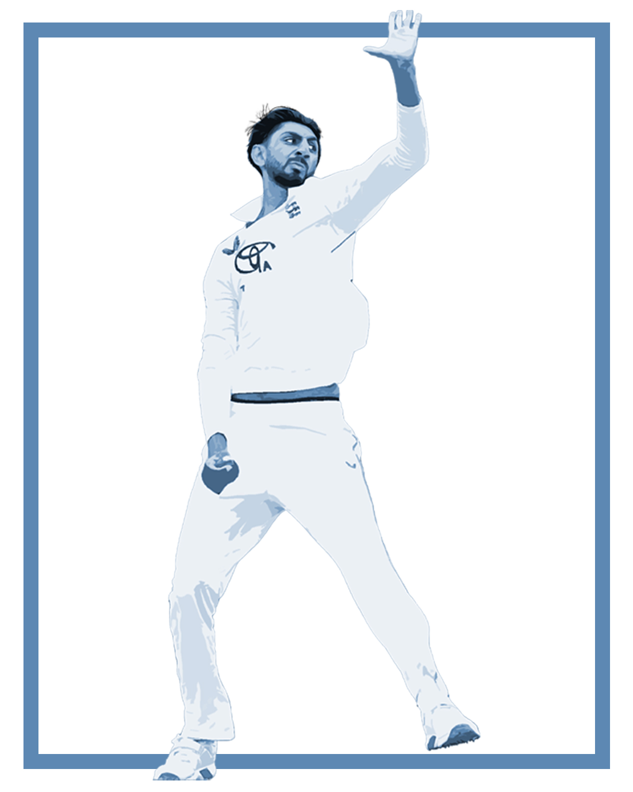 Illustration of a cricket player bowling.