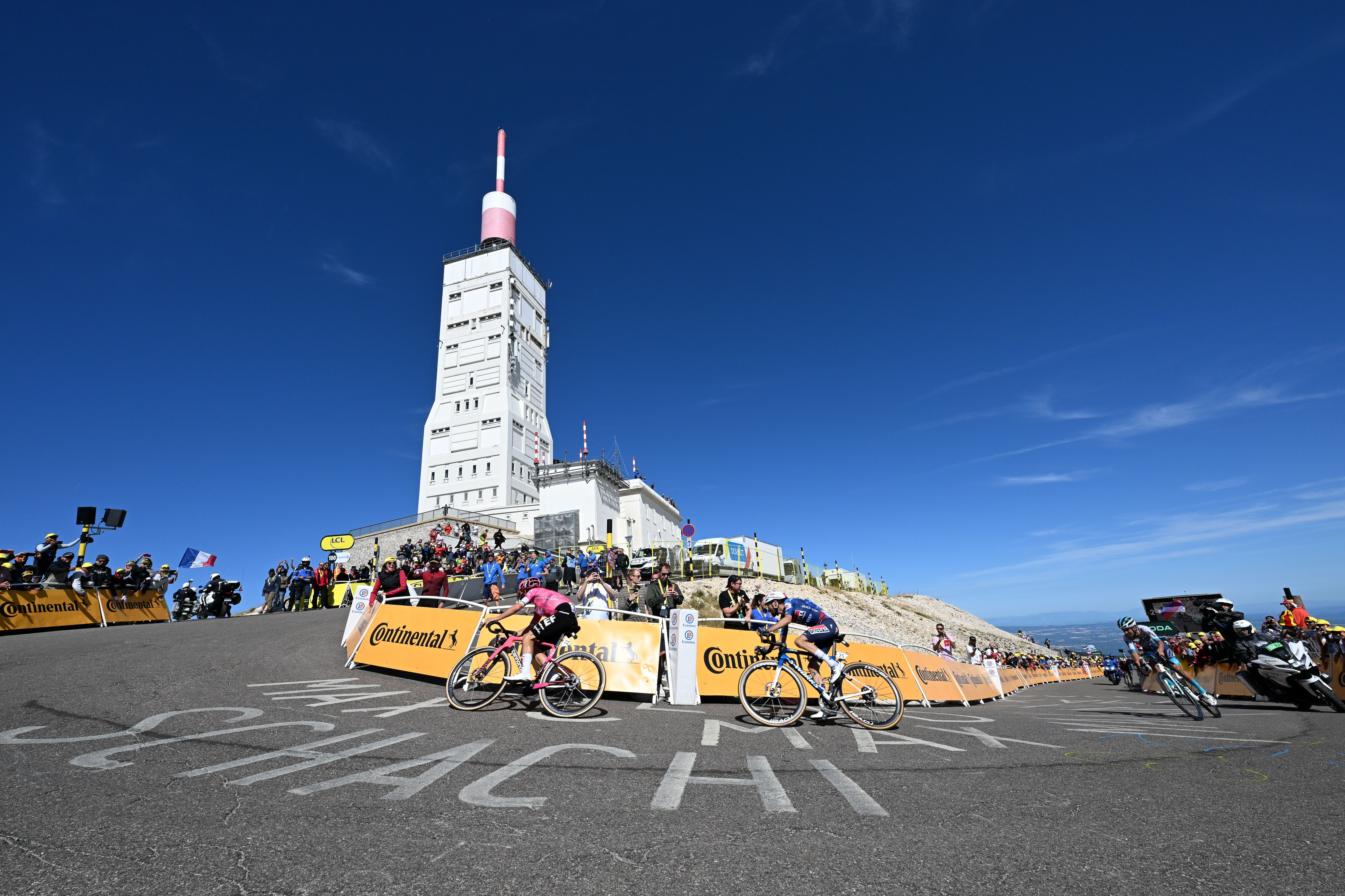 Cyclists racing in the Tour de France Stage 16.
