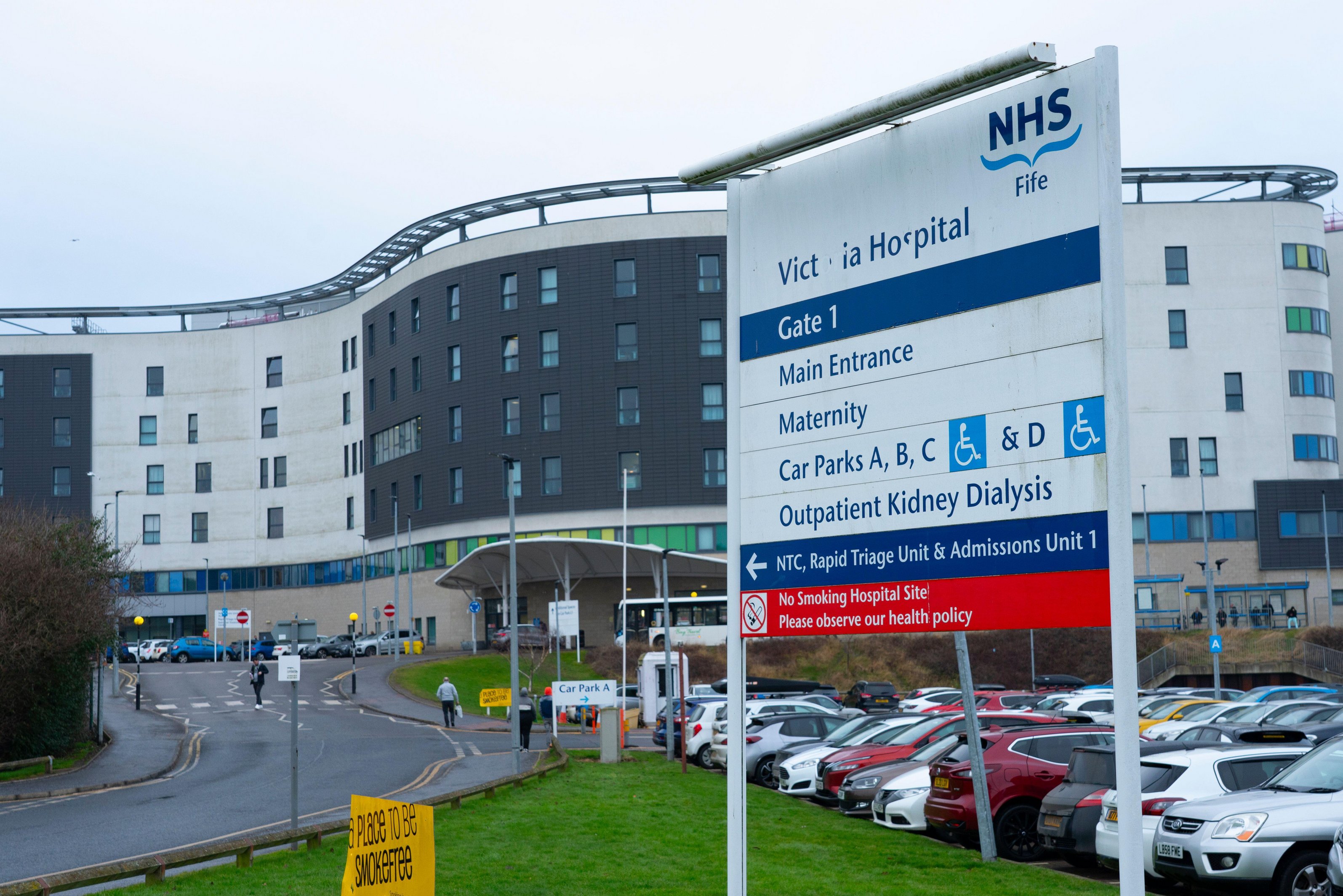 Exterior view of Victoria Hospital in Kirkcaldy, Fife, Scotland.