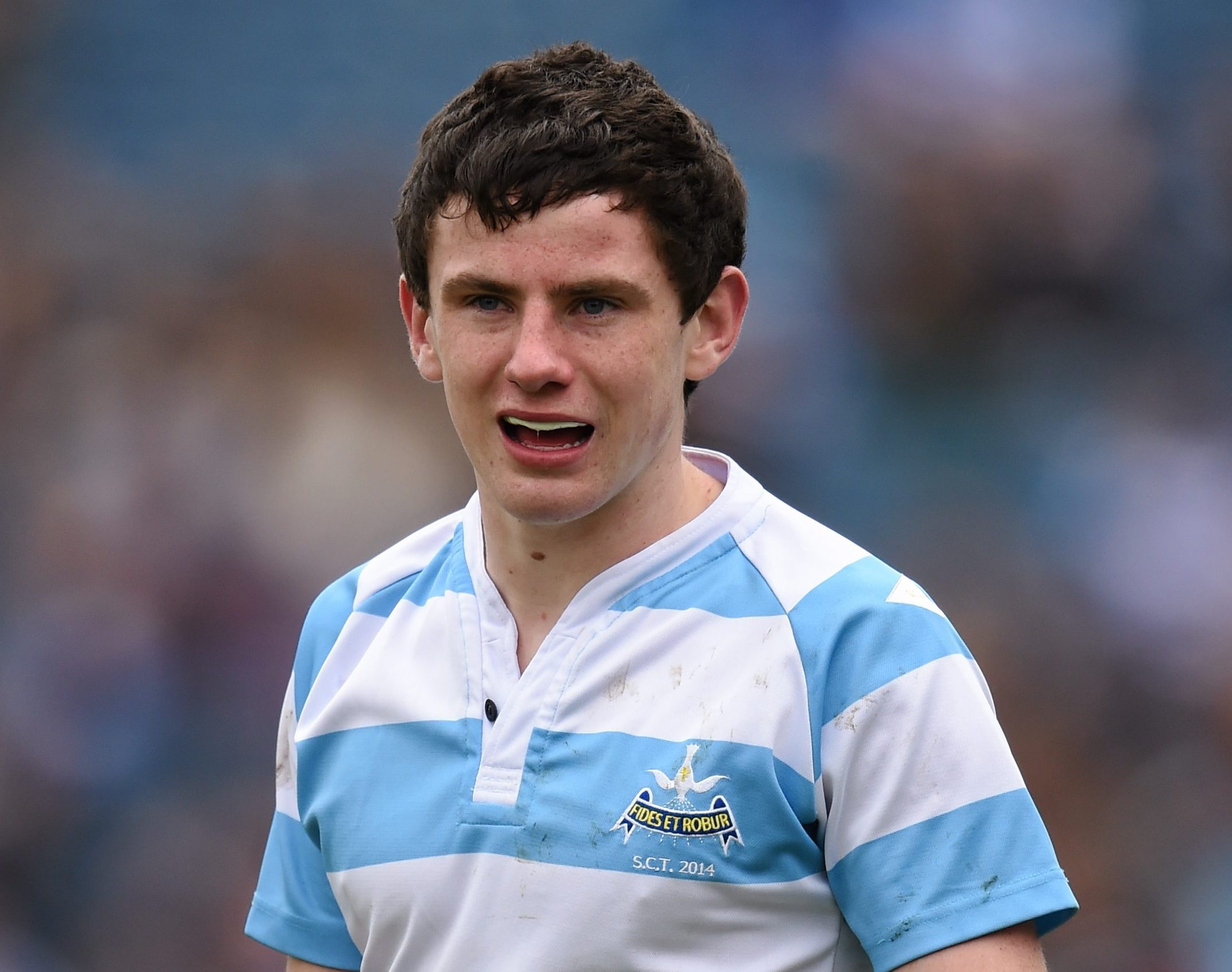 Hugo Keenan of Blackrock College at a rugby match.