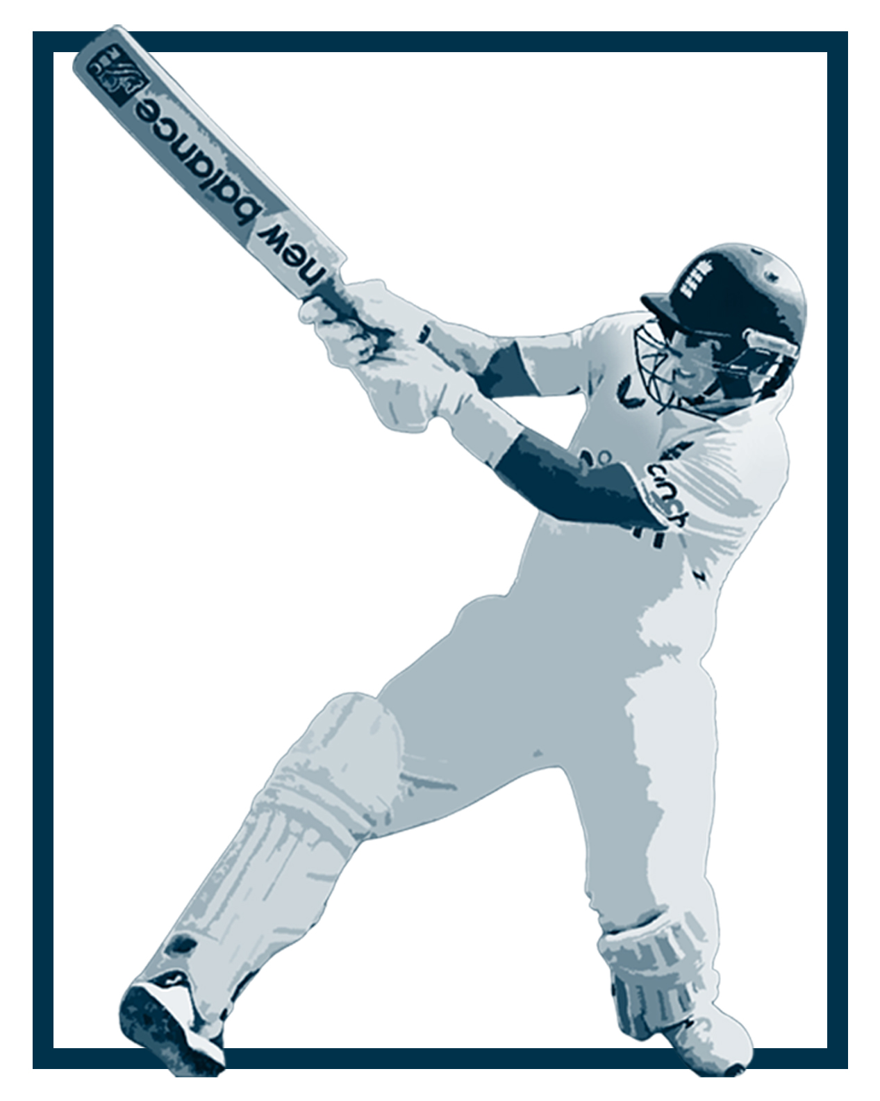 Illustration of a cricket player batting.