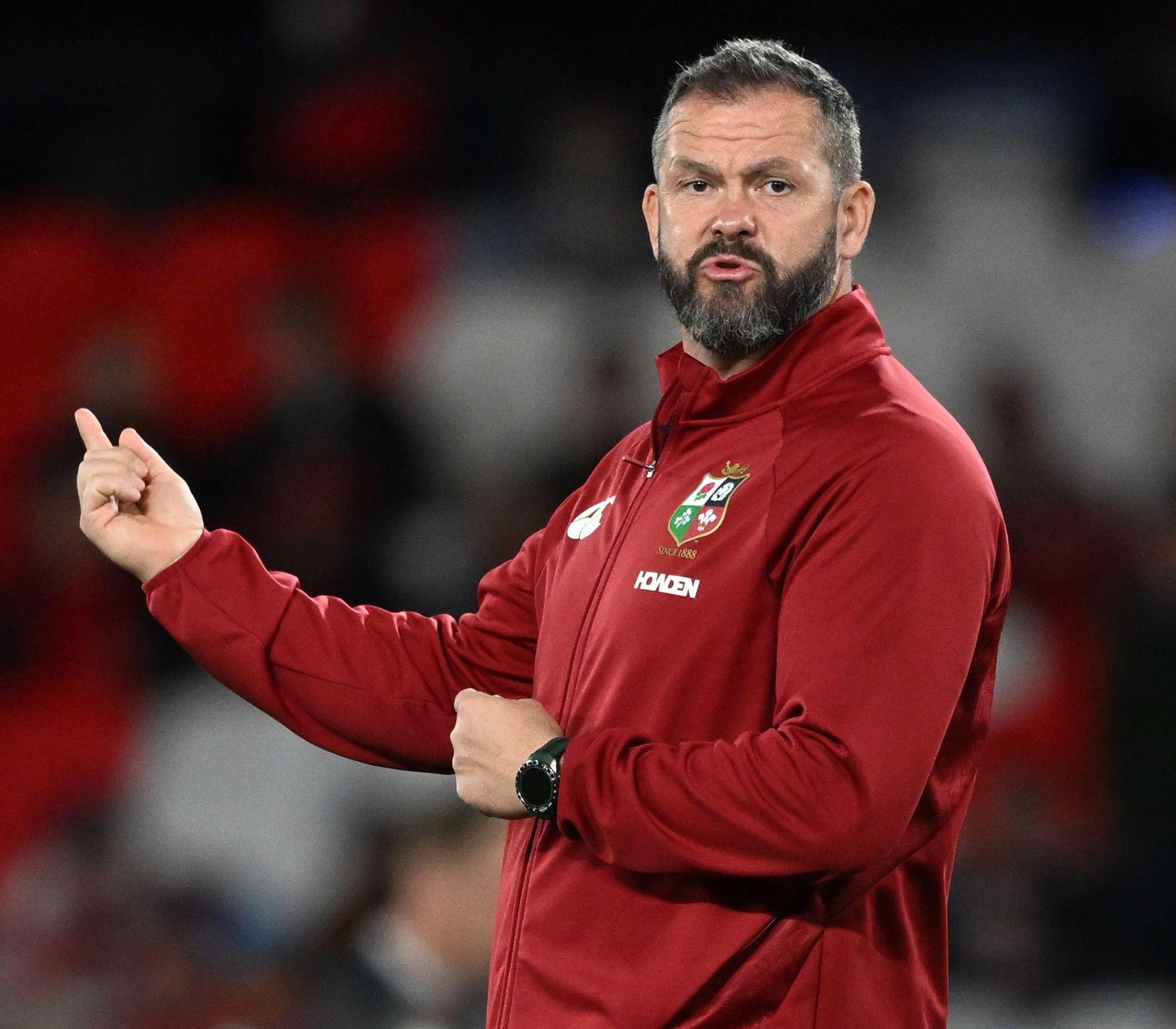 Andy Farrell, head coach of the British and Irish Lions, at a rugby match.