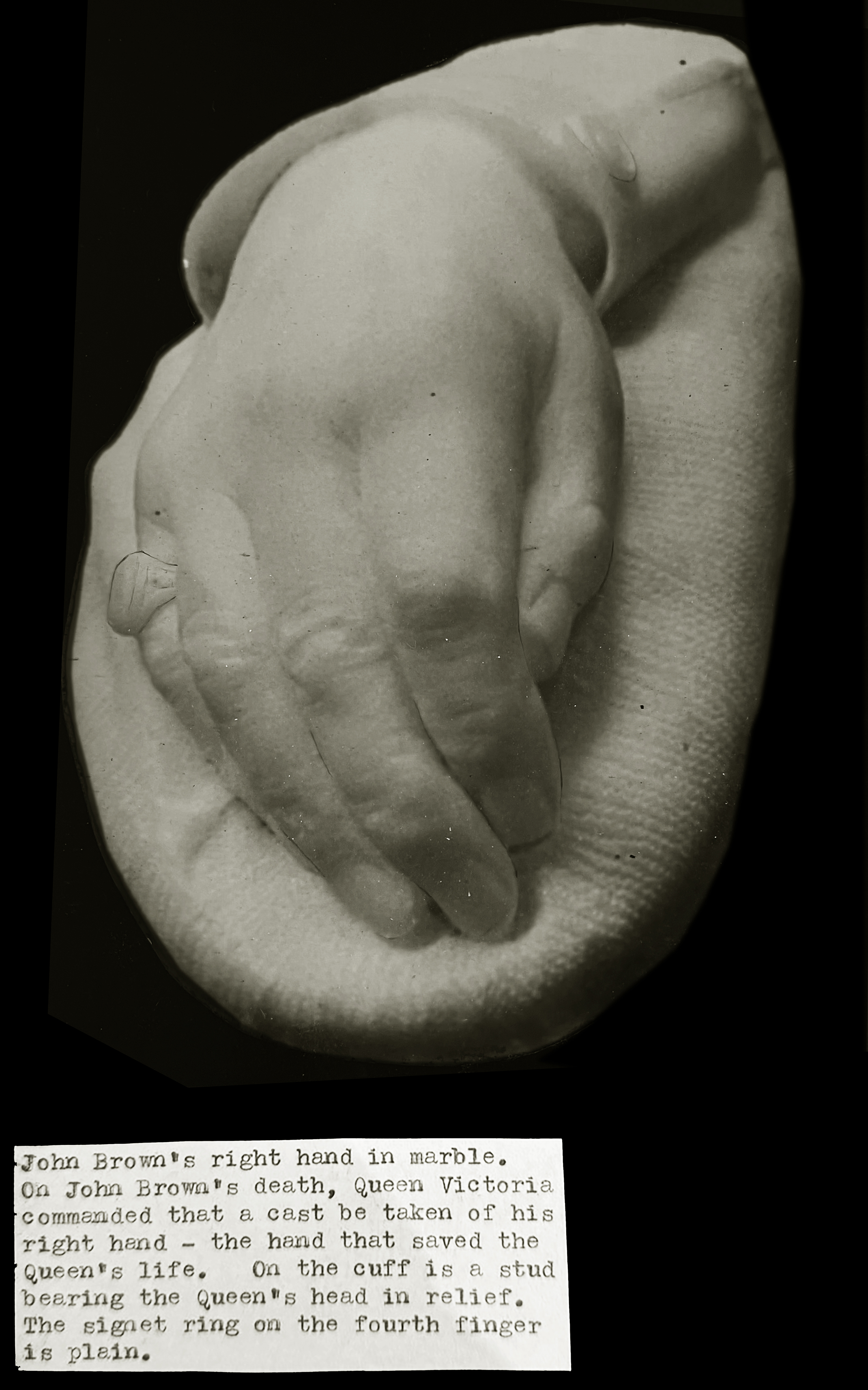 Marble cast of John Brown's right hand.