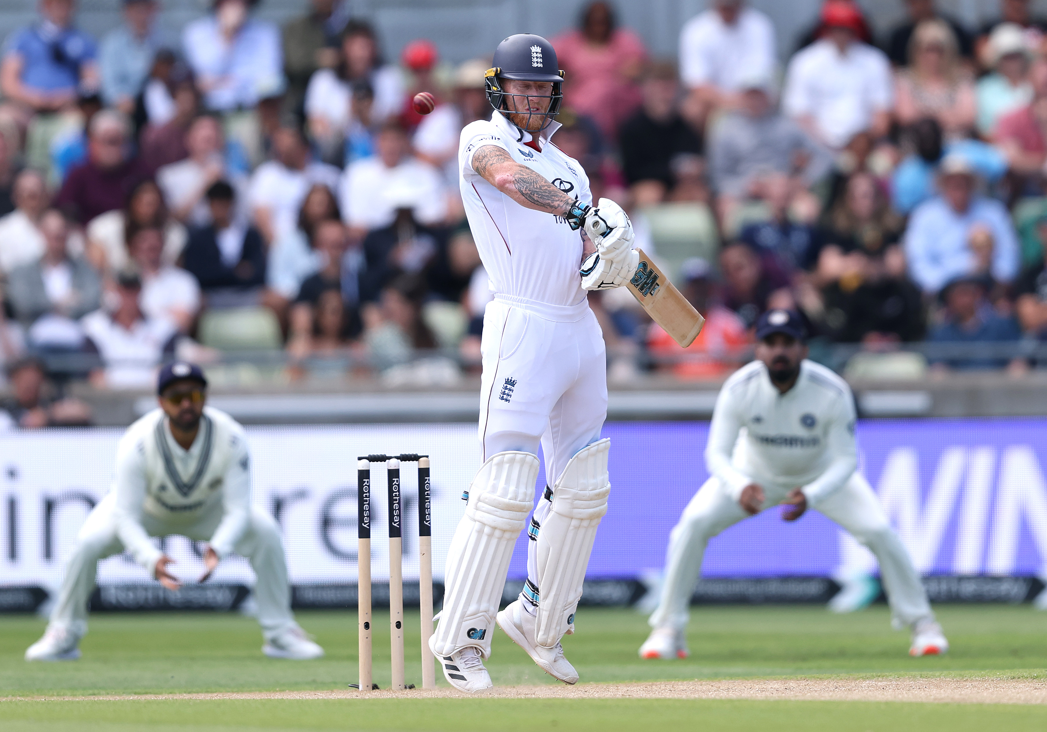 Ben Stokes batting during a cricket match.