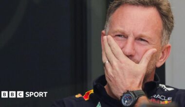 Christian Horner wearing a headset during practice and qualifying ahead of the Brazilian Grand Prix on November 3, 2023