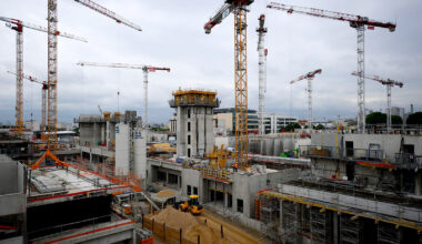 The Olympic village under construction in Saint-Denis in 2022.