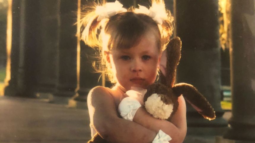 Mimi Hymel holds her stuffed animal 