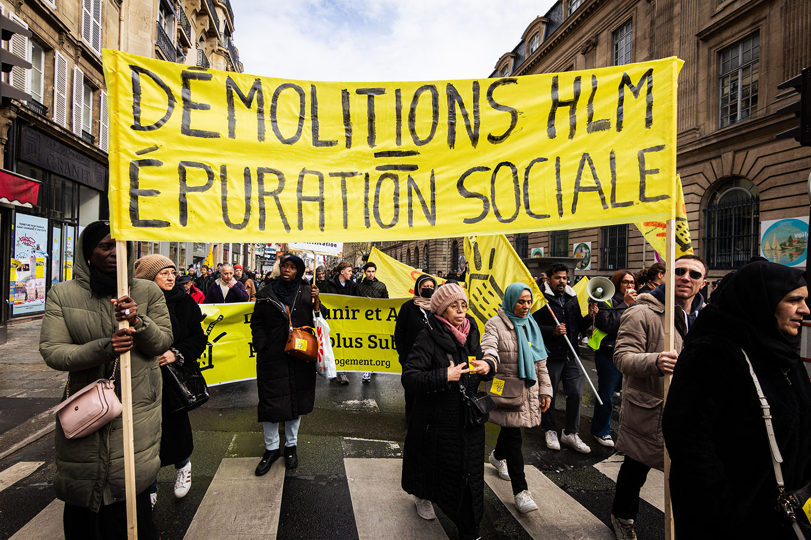 Protesters at a 2024 demonstration against the housing crisis in Paris.