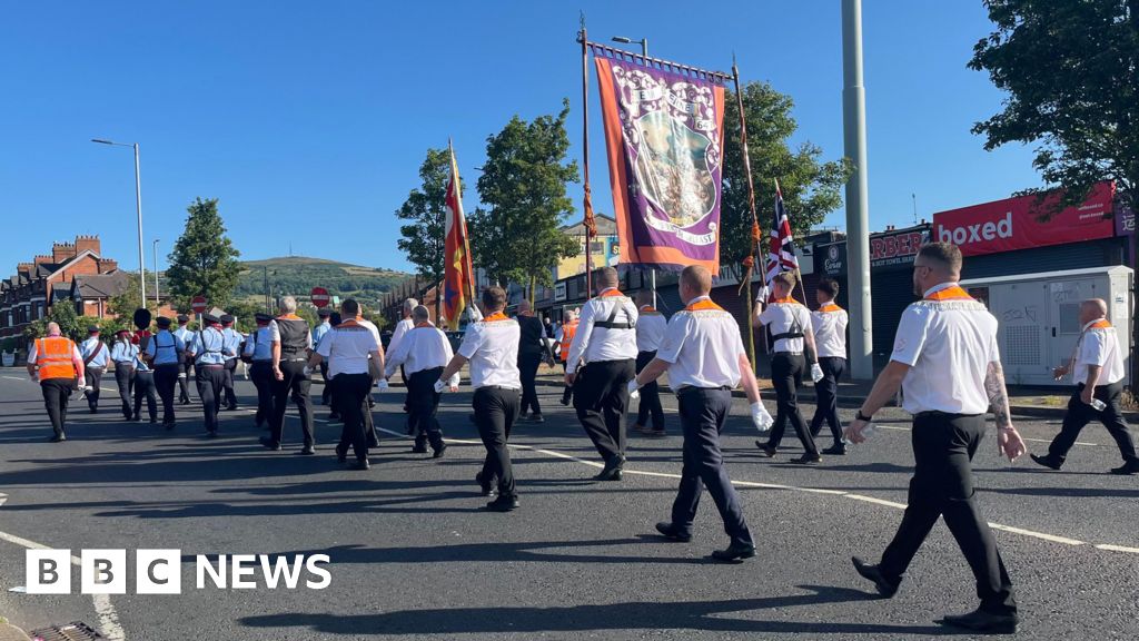 Orange Order parade held at north Belfast interface