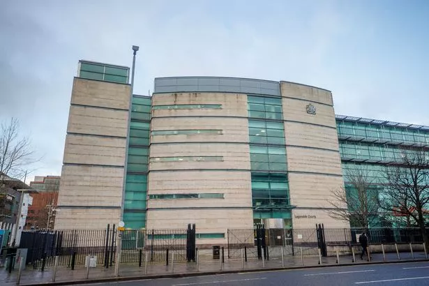 Laganside Courts in Belfast seen from other side of main road 