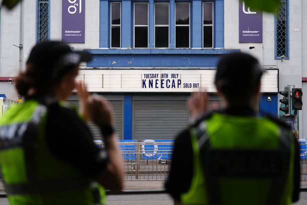 Police officers outside the 02 Academy in Glasgow before a Kneecap concert