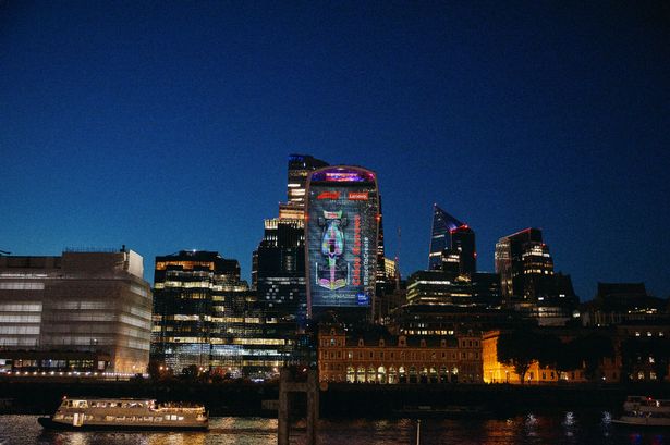 The projection stood out along the River Thames