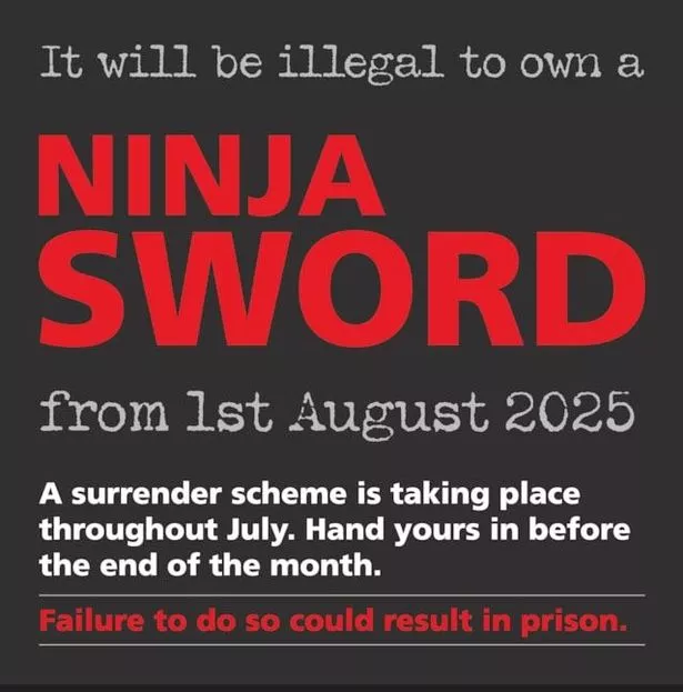 Ninja swords will be illegal from August 1st.