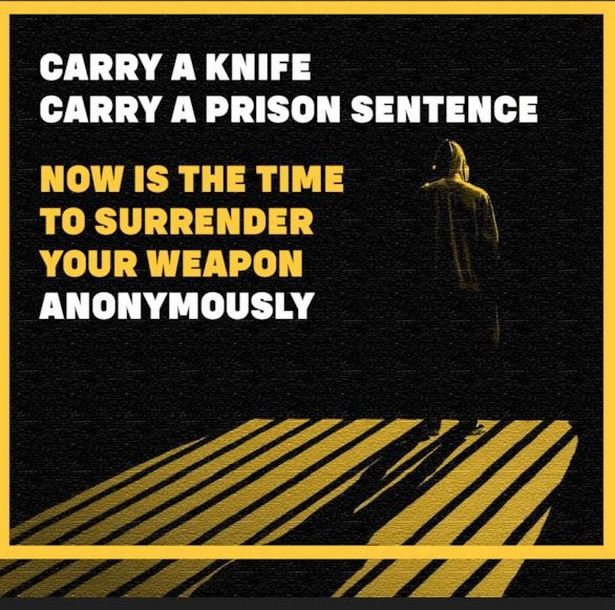 A poster promoting this month's national knife amnesty.
