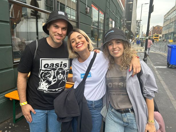 Christian, Sara and Marta have travelled from Madrid specifically to see Oasis in Manchester